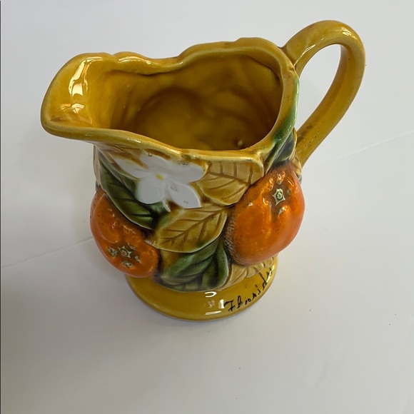 D Exclusive | Burnt Orange Floral & Fruit Painted Ceramic Mug | Vintage Pour Cup - Picture 2 of 9